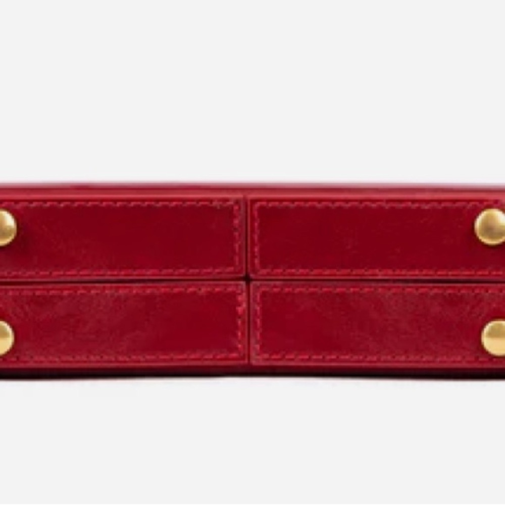 Brandon Blackwood Slim Trunk in Red Oiled Leather with Brass Gold Hardware - Picture 9 of 17